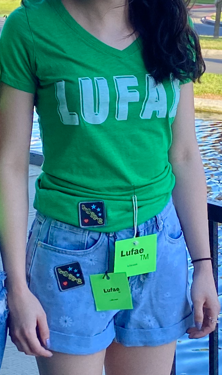 Lufae Shirt, Girls V-Neck Tee, Lufae Patch